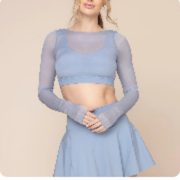 Coquette Long Sleeve Mesh Bra - Blue Storm - Picture 1 of 4